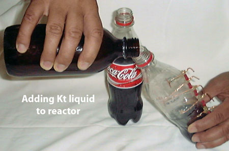 cola bottle reactor with liquids